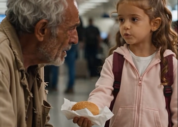 [ Vídeo completo ] : A Menina Deu Pão a um Mendigo… Sem Imaginar Que Ele Era o Avô Dela! 😭💔